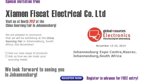 Fiscat će prisustvovati globalnom izvornom elektroniku u Johannesburgu Južnoj Africi 11.-19. studenog 2014.
